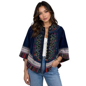 Vintage Hmong Handmade Indigo Jacket Embroidered Tribal OOAK Boho Artisan